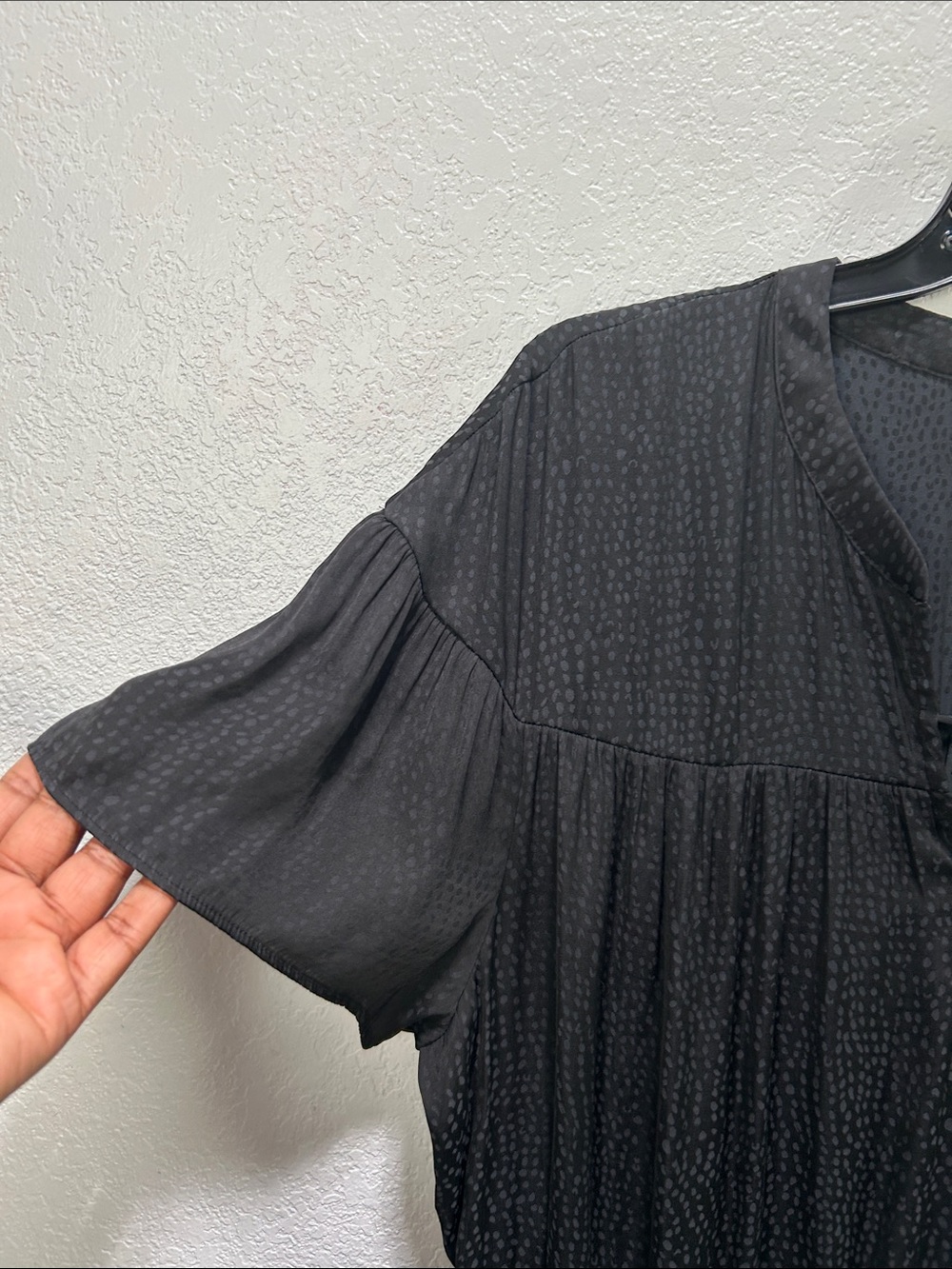 Simply Vera Vera Wang Womens Black Dot V-Neck Short Sleeve Dress No Belt Sz XXL - Picture 7 of 8